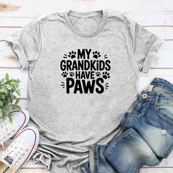 My Grandkids Have Paws Standard Tee Heather Grey