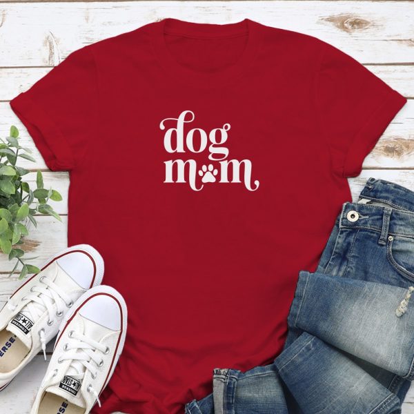 Dog Mom Script Standard Tee Red